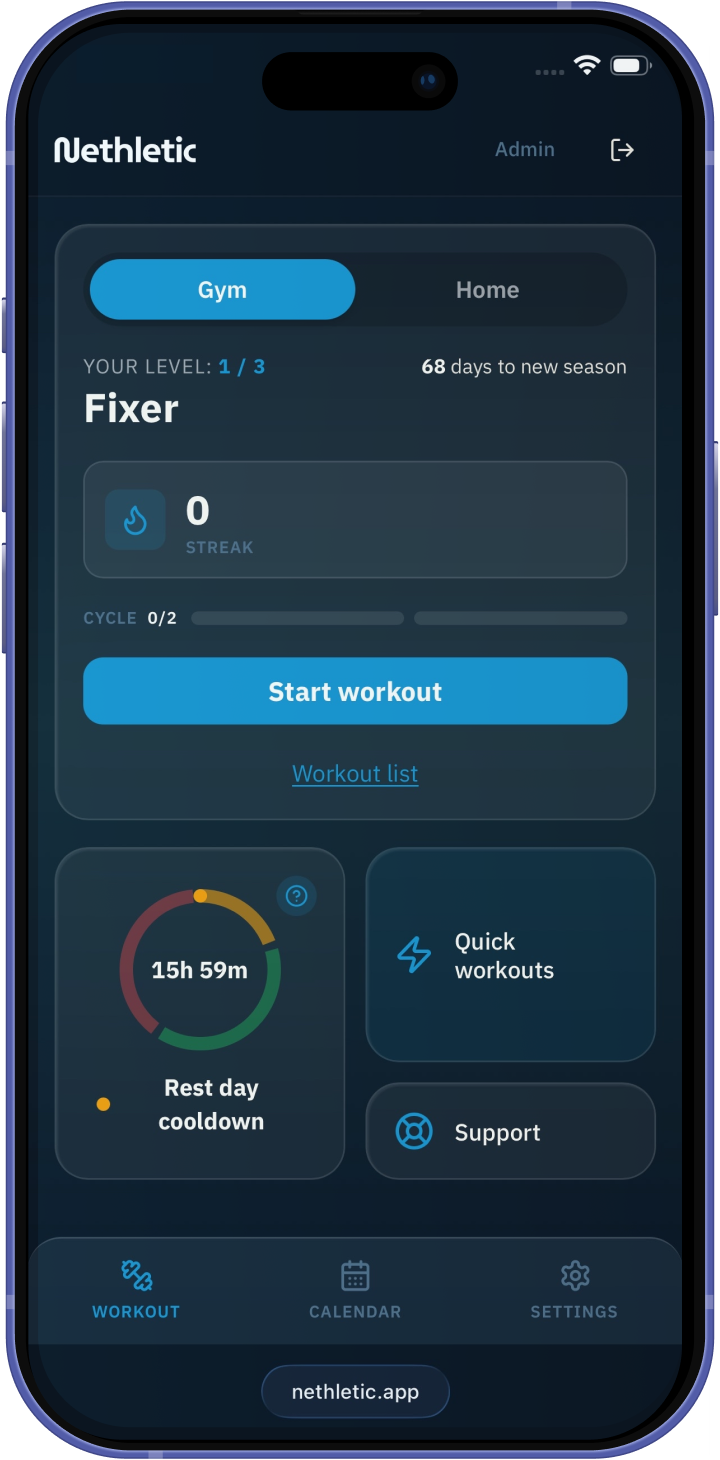 Nethletic app dashboard